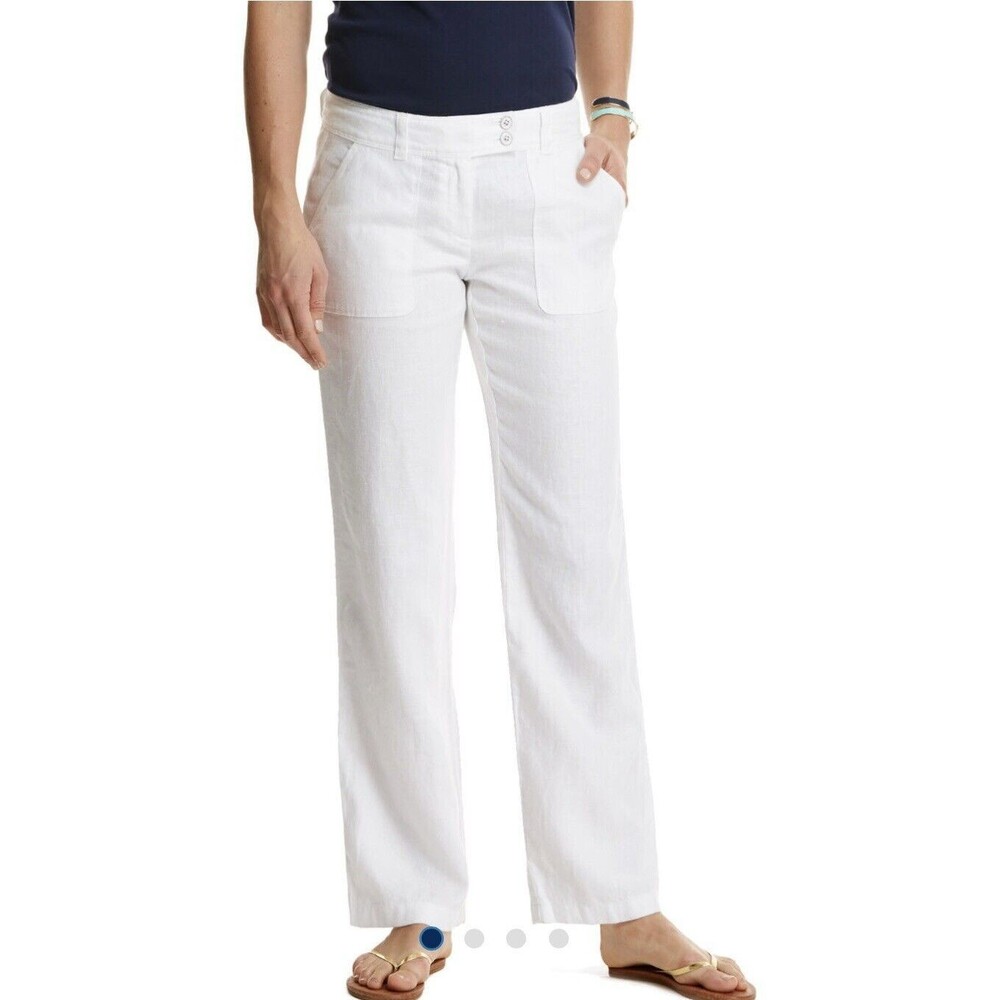 Vineyard Vines 100% Linen Cargo Pants White Size 14